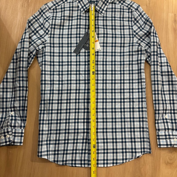 Perry Ellis Navy and White Plaid Shirt Slim‎ Fit Small NWT - Picture 6 of 7